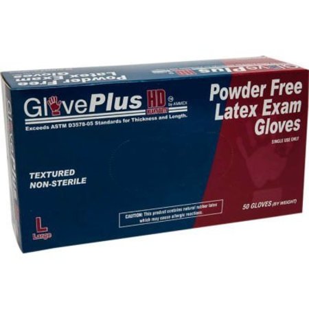 Ammex GLPHD GlovePlus Medical/Exam Latex Gloves, Powder-Free, 12inL, XL, 50/Box -  GPLHD88100